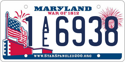 MD license plate 1AE6938