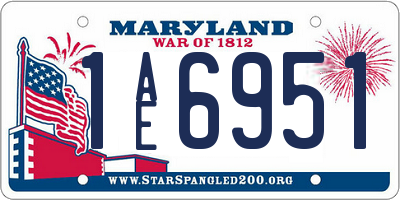 MD license plate 1AE6951