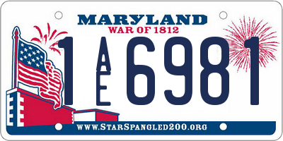MD license plate 1AE6981