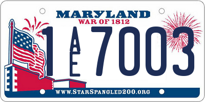 MD license plate 1AE7003