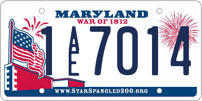 MD license plate 1AE7014