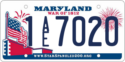 MD license plate 1AE7020