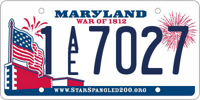 MD license plate 1AE7027