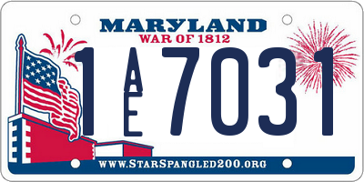MD license plate 1AE7031