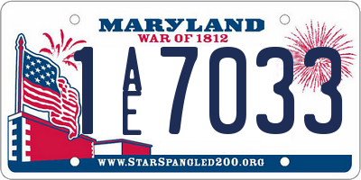 MD license plate 1AE7033