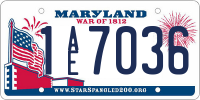 MD license plate 1AE7036