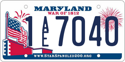 MD license plate 1AE7040