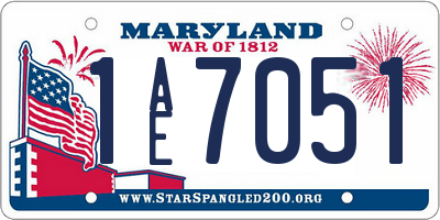 MD license plate 1AE7051