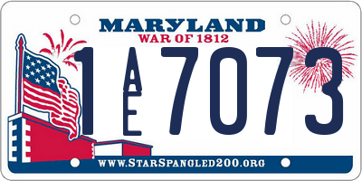 MD license plate 1AE7073
