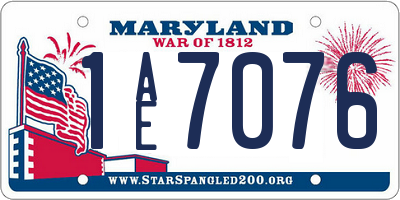 MD license plate 1AE7076
