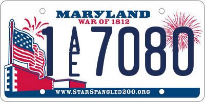 MD license plate 1AE7080