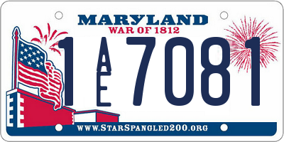 MD license plate 1AE7081