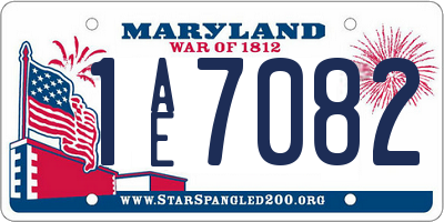 MD license plate 1AE7082