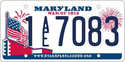 MD license plate 1AE7083