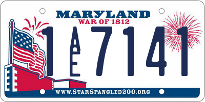 MD license plate 1AE7141