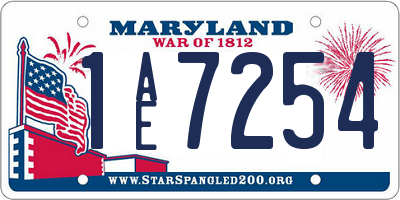 MD license plate 1AE7254