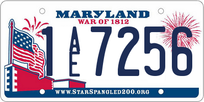 MD license plate 1AE7256