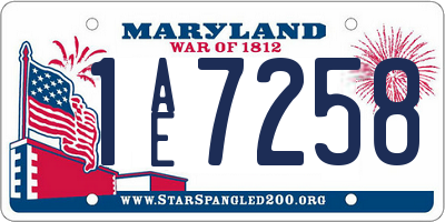 MD license plate 1AE7258