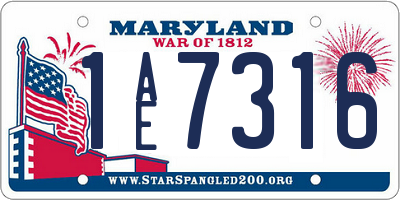 MD license plate 1AE7316