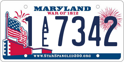 MD license plate 1AE7342