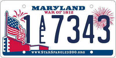 MD license plate 1AE7343