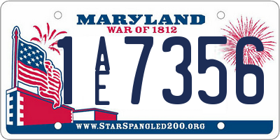 MD license plate 1AE7356