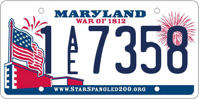 MD license plate 1AE7358