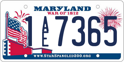 MD license plate 1AE7365