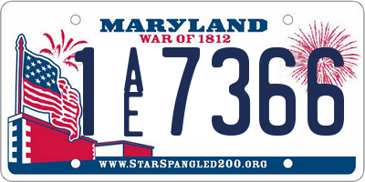 MD license plate 1AE7366