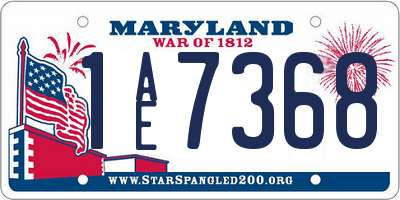 MD license plate 1AE7368