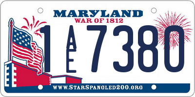 MD license plate 1AE7380