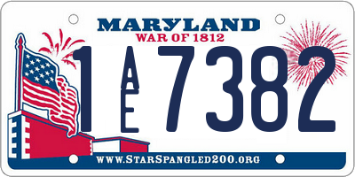 MD license plate 1AE7382