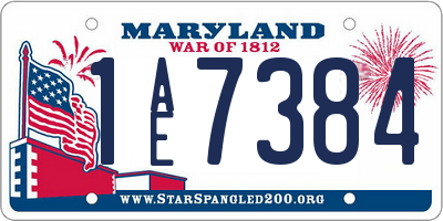MD license plate 1AE7384