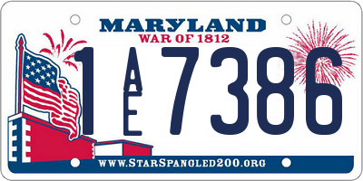 MD license plate 1AE7386
