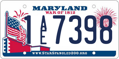 MD license plate 1AE7398