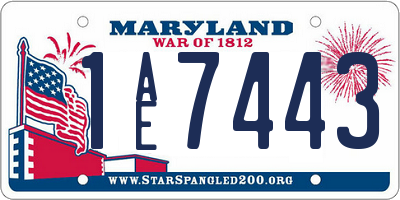 MD license plate 1AE7443
