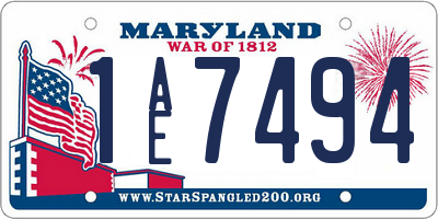 MD license plate 1AE7494