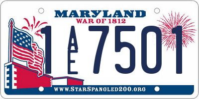 MD license plate 1AE7501