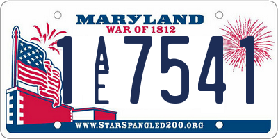 MD license plate 1AE7541