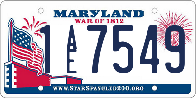 MD license plate 1AE7549