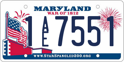 MD license plate 1AE7551