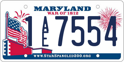 MD license plate 1AE7554