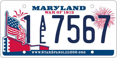 MD license plate 1AE7567