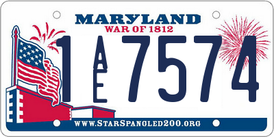 MD license plate 1AE7574