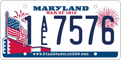 MD license plate 1AE7576