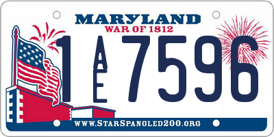 MD license plate 1AE7596