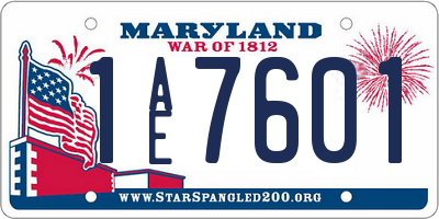 MD license plate 1AE7601