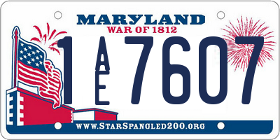 MD license plate 1AE7607