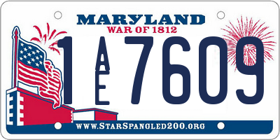 MD license plate 1AE7609