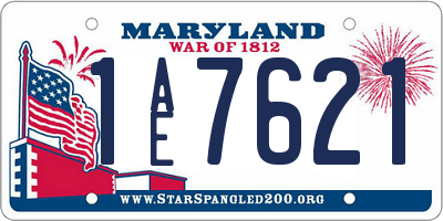 MD license plate 1AE7621